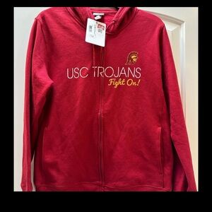Women hoodie- Red USC Trojans full zip hoodie with logo and 'Fight On!'